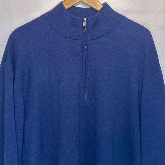 FootJoy Mens Navy Blue Quarter Zip Lined Performance Sweater size XL - Picture 2 of 9